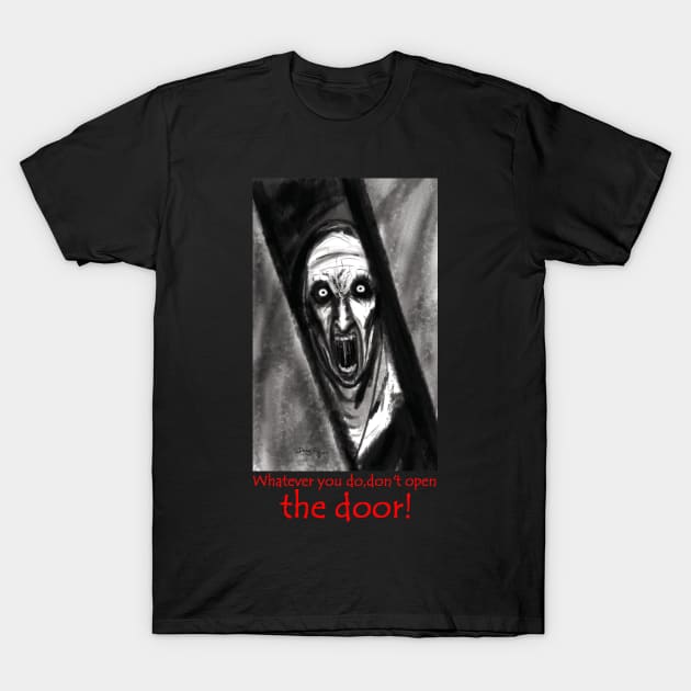 The Nun Door T-Shirt by DougSQ